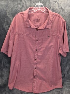 Gerry Mens Button Up Shirt Medium Terracota Short Sleeve Front Pocket XL